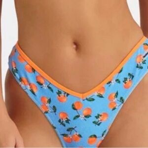 Blackbough Blue Bikini Bottom with Orange Fruit Pattern